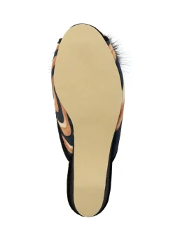 ELENA EDEN, schicke Damen-Pantoletten, Weite G, mit Kunstfellpompon