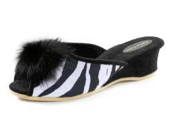 ELENA EDEN, schicke Damen-Pantoletten, Weite G, mit Kunstfellpompon