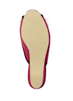 ELENA EDEN, schicke Damen-Pantoletten, Weite G, mit Kunstfellpompon