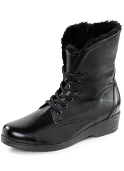 ELENA EDEN Schnür-Stiefelette mit umschlagbarem Lammfellkragen