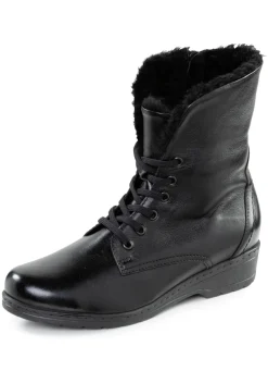 ELENA EDEN Schnür-Stiefelette mit umschlagbarem Lammfellkragen