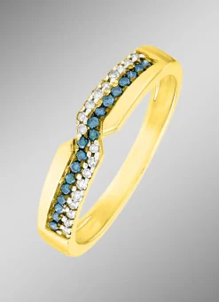 Entzückender Damenring mit weißen und blauen Brillanten