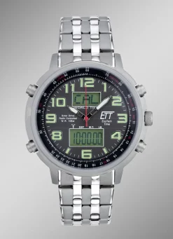 ETT-Funk-Solar-Herrenuhr mit Edelstahlbandgehäuse