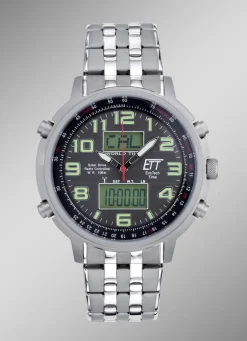 ETT-Funk-Solar-Herrenuhr mit Edelstahlbandgehäuse