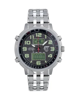 ETT-Funk-Solar-Herrenuhr mit Edelstahlbandgehäuse