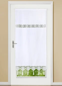 Fenster- und Türbehang mit Häkeleinsätzen