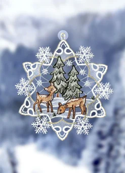 Fensterbild aus echter Plauener Spitze