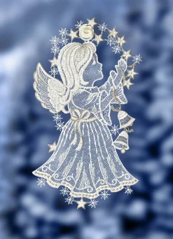 Fensterbild Engel aus Plauener Spitze