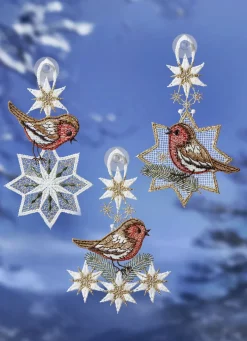 Fensterbild, 3er Set, aus echter Plauener Spitze