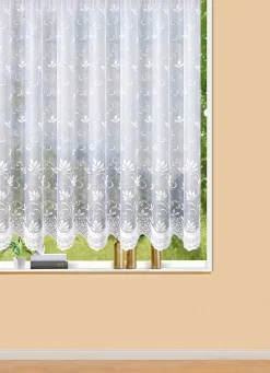 Filigraner Blumenfenster-Store mit gebogten Abschlüssen