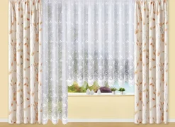 Filigraner Blumenfenster-Store mit gebogten Abschlüssen