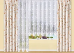 Filigraner Blumenfenster-Store mit gebogten Abschlüssen