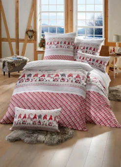 Flanell-Bettwäsche-Garnitur mit Reißverschluss