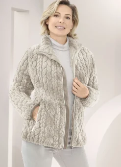 Fleecejacke mit Zopfmuster