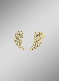 Flügel Ohrstecker mit Zirkonia