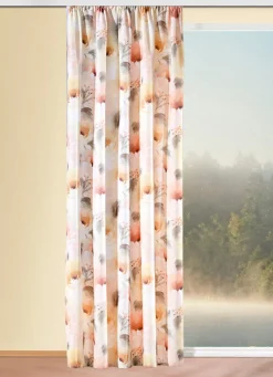Floral gestaltete Übergardine mit Universalschienenband