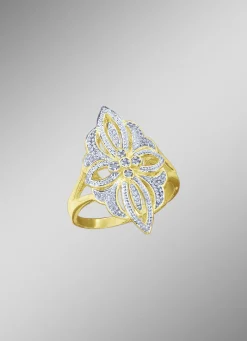 Floraler Damenring mit 4 Diamanten