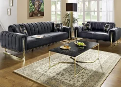 Frei im Raum aufstellbare Polstermöbel mit stabilem Metallgestell