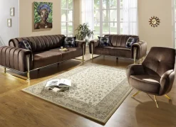 Frei im Raum aufstellbare Polstermöbel mit stabilem Metallgestell