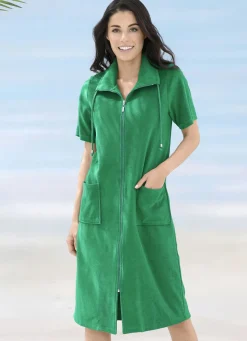 Frottier-Kleid mit durchgehendem Reißverschluss