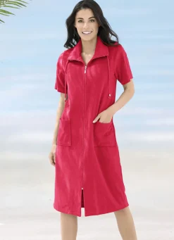 Frottier-Kleid mit durchgehendem Reißverschluss
