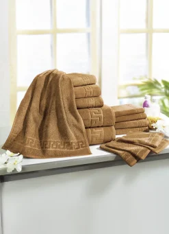 Frottierserie mit Mäander-Jacquard-Struktur