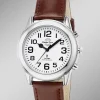 Funk-Herrenuhr mit Lederband und sprechender Zeitansage
