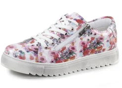 Gemini Schnür-Sneaker aus beschichtetem, floral bedrucktem Nappaleder