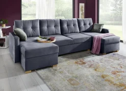 Gemütliche Wohnlandschaft mit Bettfunktion und 3 Bettkästen