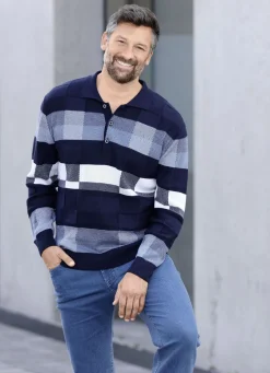 Gemusterter Polopullover in 2 Farben