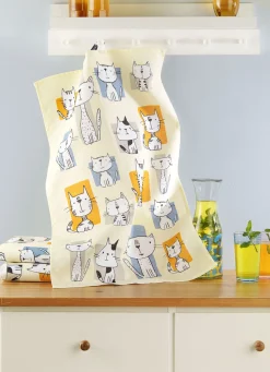 Geschirrtücher mit lustigem Katzenmotiv, 3er-Set