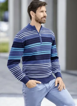 Gestreifter Troyer mit kurzem Reißverschluss