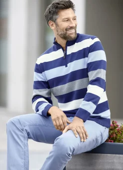 Gestreifter Troyer mit kurzem Reißverschluss