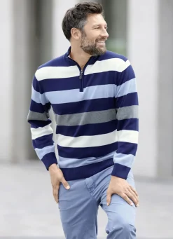 Gestreifter Troyer mit kurzem Reißverschluss