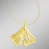 Glücksbringer Anhänger Ginkgo-Blatt mit Brillant