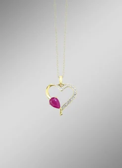 Glänzendes Herz – Anhänger mit echt Rubin