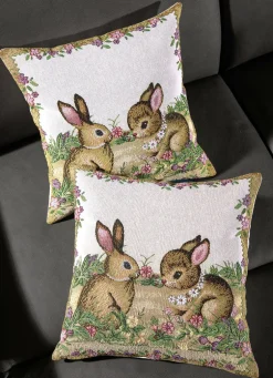 Gobelin-Kissenbezug Häschen, 2er-Set