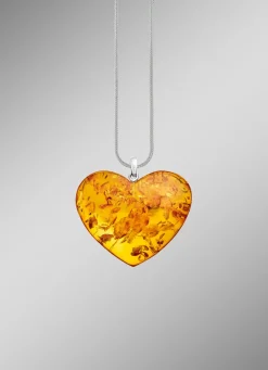 Großer Herz-Anhänger mit echt Bernstein
