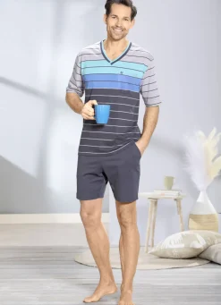 Hajo Klima Komfort Shorty mit V-Ausschnitt und garngefärbtem Ringel