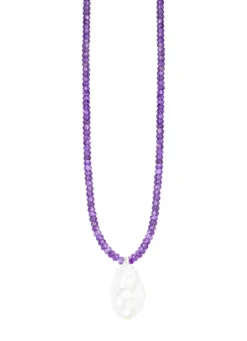 Halskette aus echten Amethyststeinen