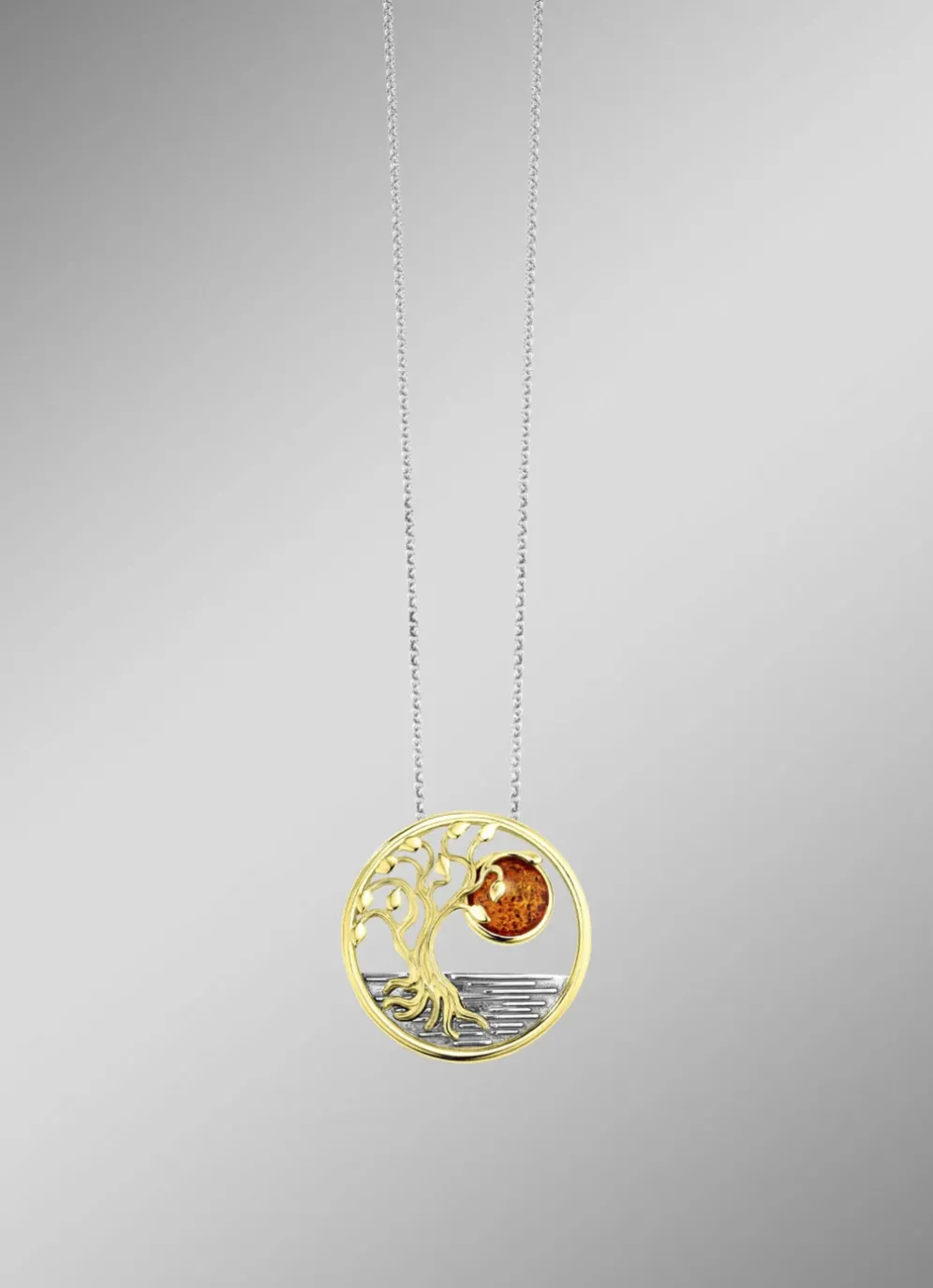 Halskette in Bicolor mit Baum-Motiv