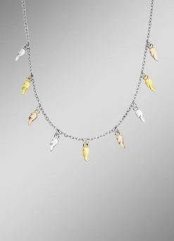 Halskette in Tricolor mit 9 Flügelchen