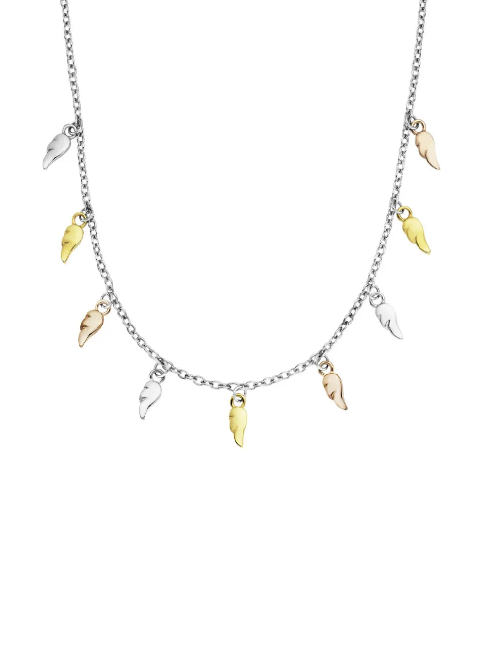 Halskette in Tricolor mit 9 Flügelchen