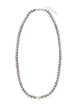 Halskette mit grauen und weißen Süßwasser-Zuchtperlen