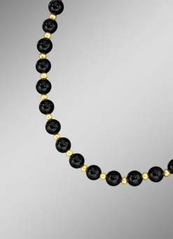 Halskette mit Kugeln in echt Onyx und echt Gold