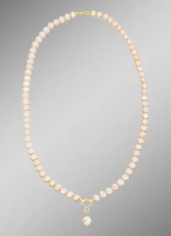 Halskette mit Süßwasser-Zuchtperlen und Weißtopas