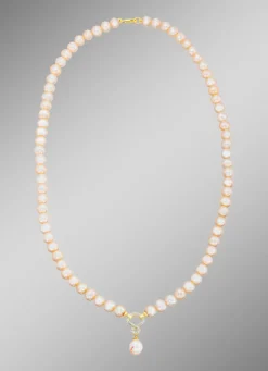 Halskette mit Süßwasser-Zuchtperlen und Weißtopas