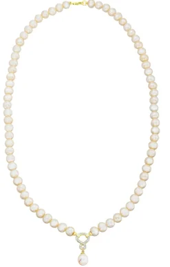 Halskette mit Süßwasser-Zuchtperlen und Weißtopas