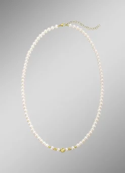 Halskette mit Süßwasser-Zuchtperlen und Goldkügelchen
