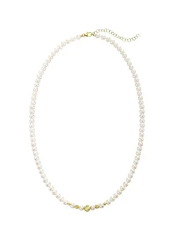 Halskette mit Süßwasser-Zuchtperlen und Goldkügelchen